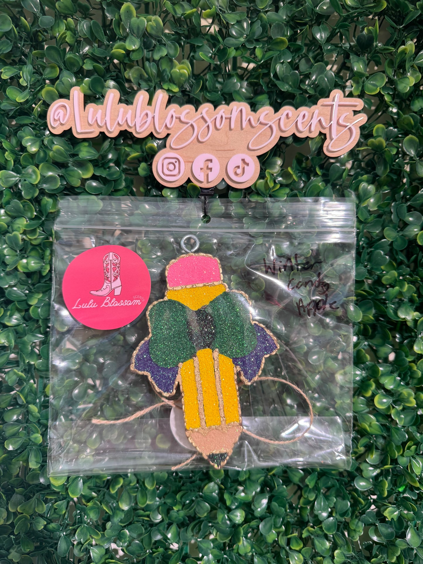 Pencil Freshie - Winter Candy Apple