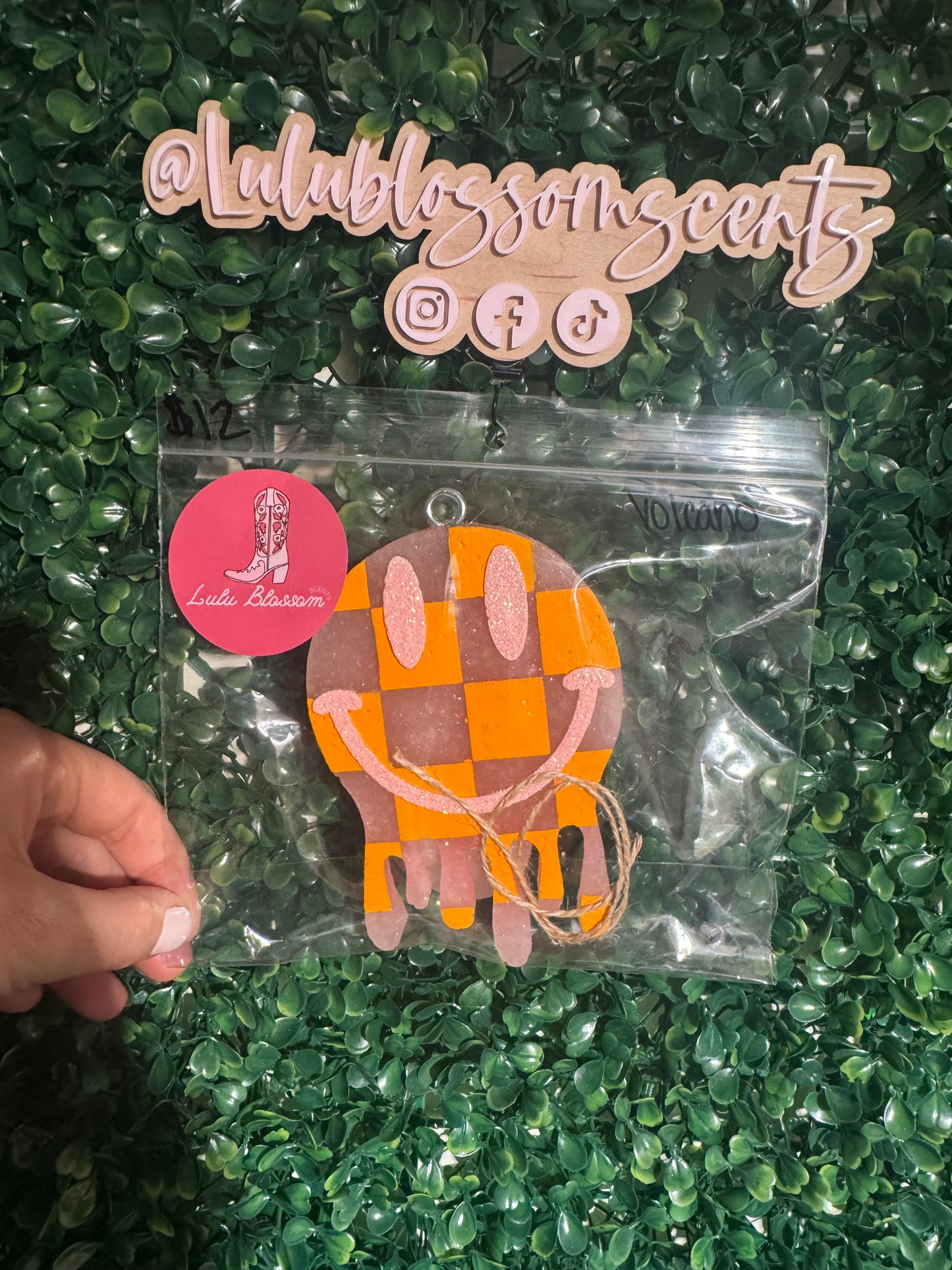 Checkered Drip Smiley Freshie - Volcano