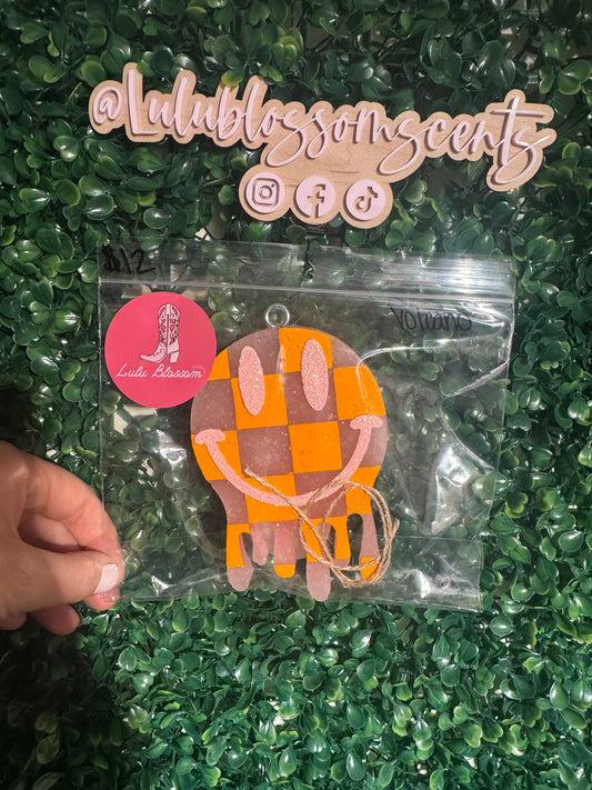 Checkered Drip Smiley Freshie - Volcano